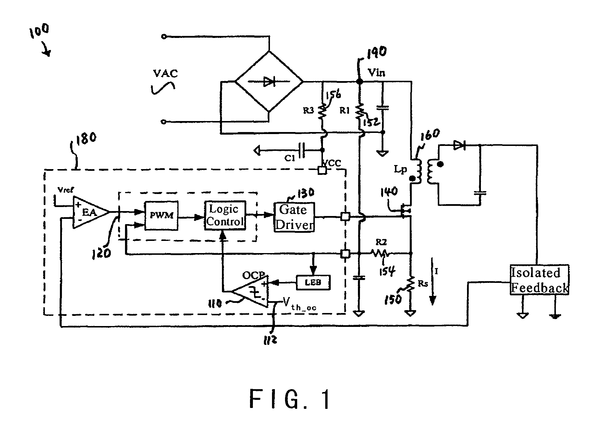 Control system and method with constant maximum current for power converter protection