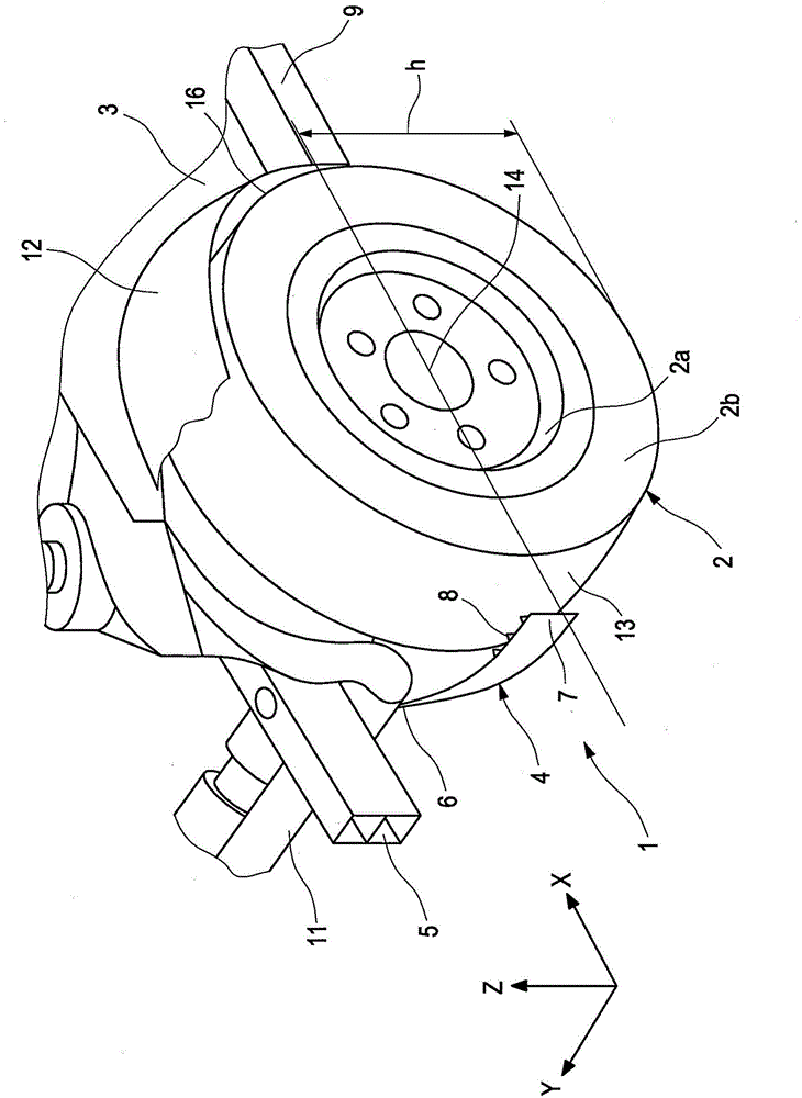 Device for targeted guiding of a wheel and adjusted wheel rim therefore