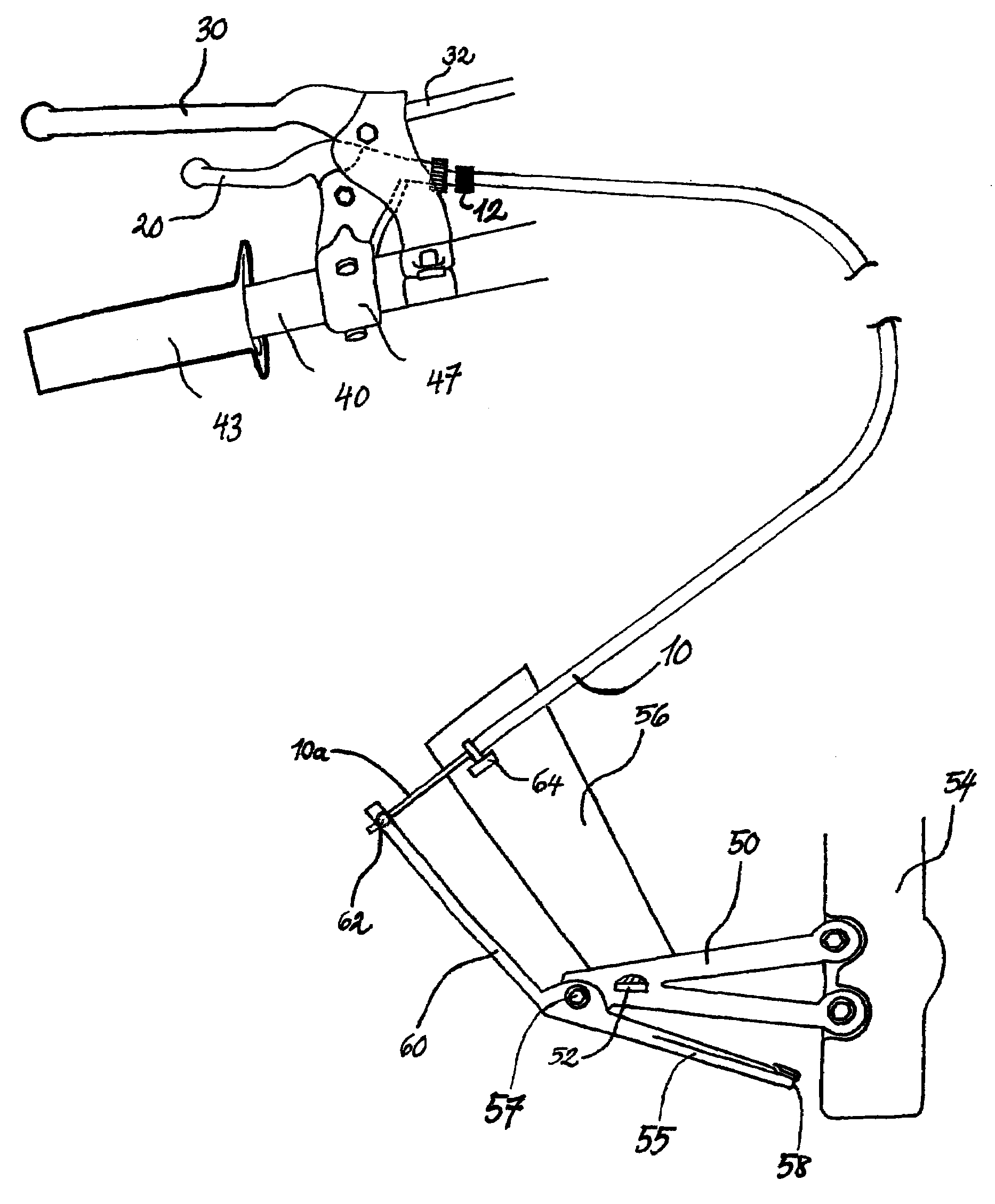 Motorcycle rear-wheel braking system operating mechanism