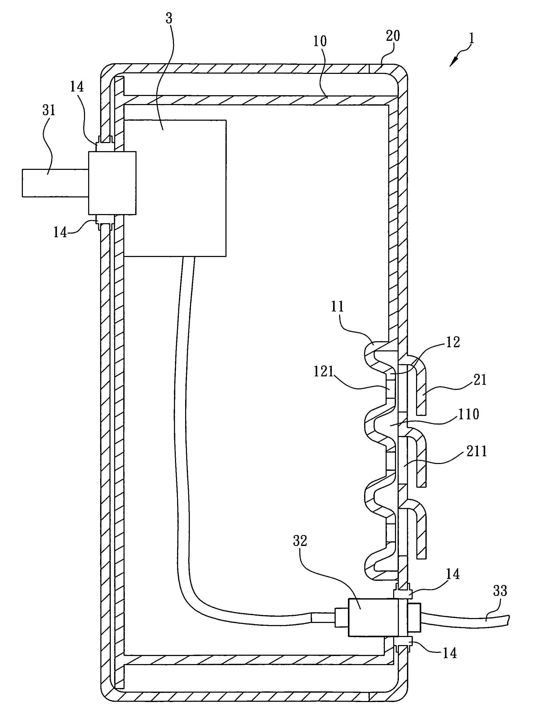 Water-repellent motor assembly for rotisserie and casing thereof