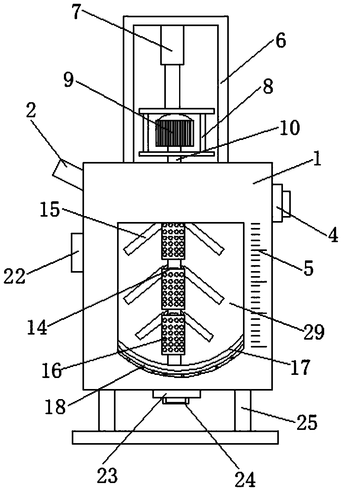 Uniform stirring device for cattle and sheep breeding feed