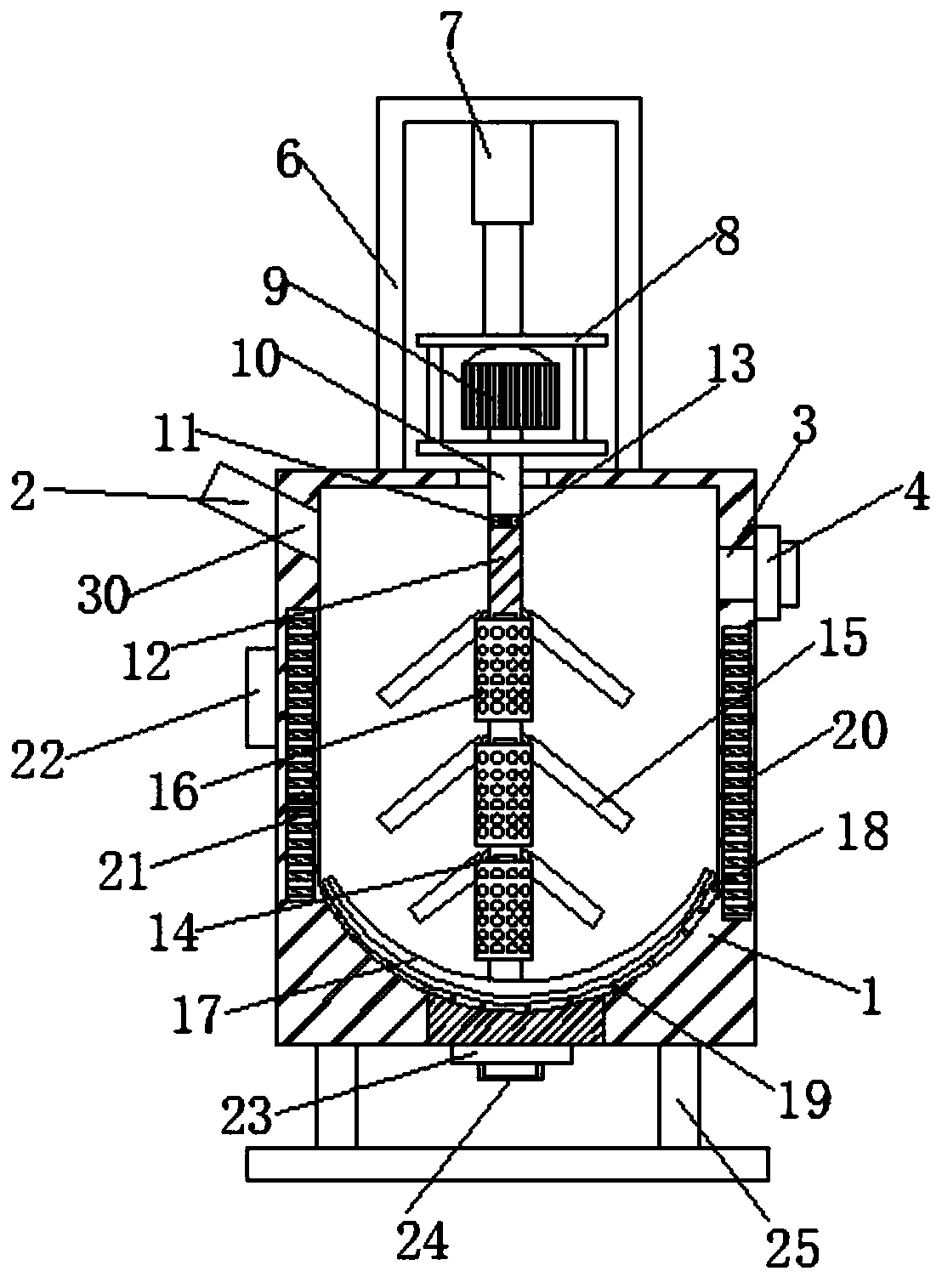 Uniform stirring device for cattle and sheep breeding feed