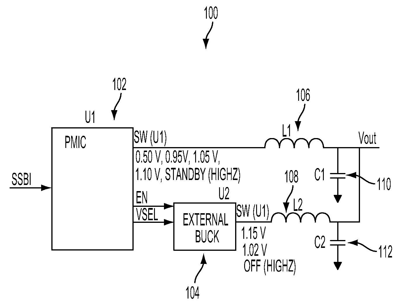 Parallel arrangement of asynchronous buck converters for advanced power capability