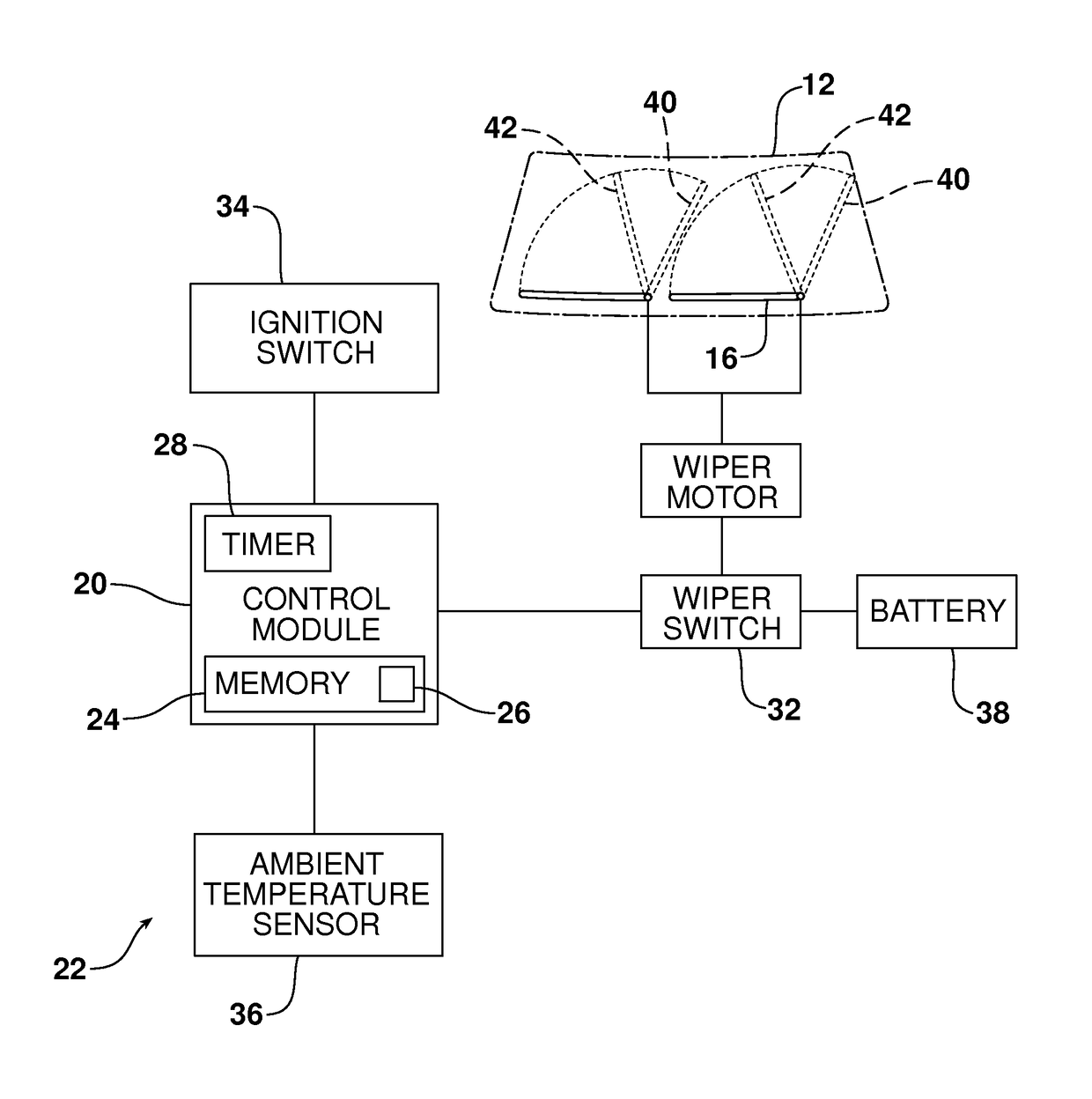 Method of minimizing ice buildup on a windshield of a vehicle