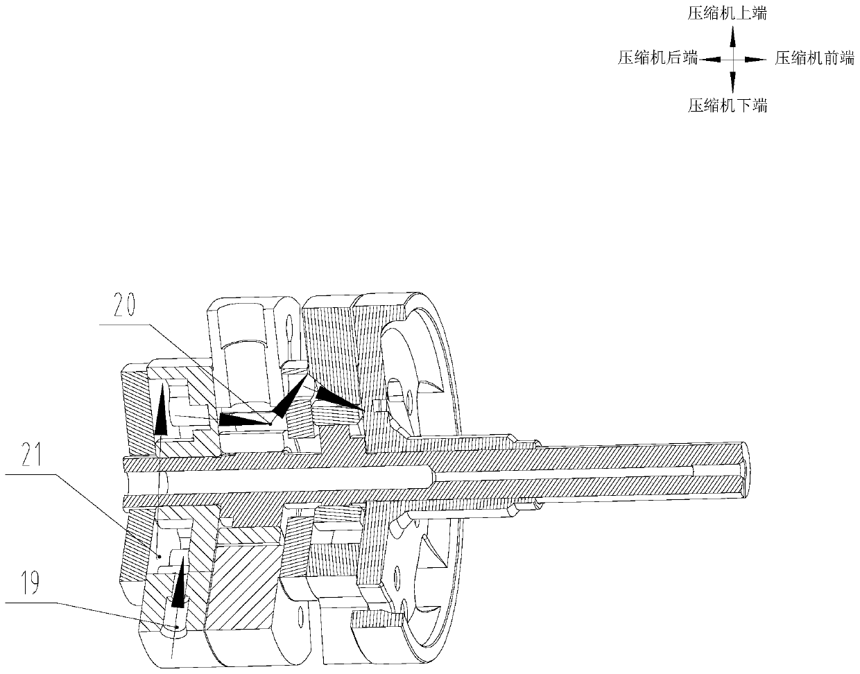 Double-stage air supplementing horizontal rolling rotor compressor