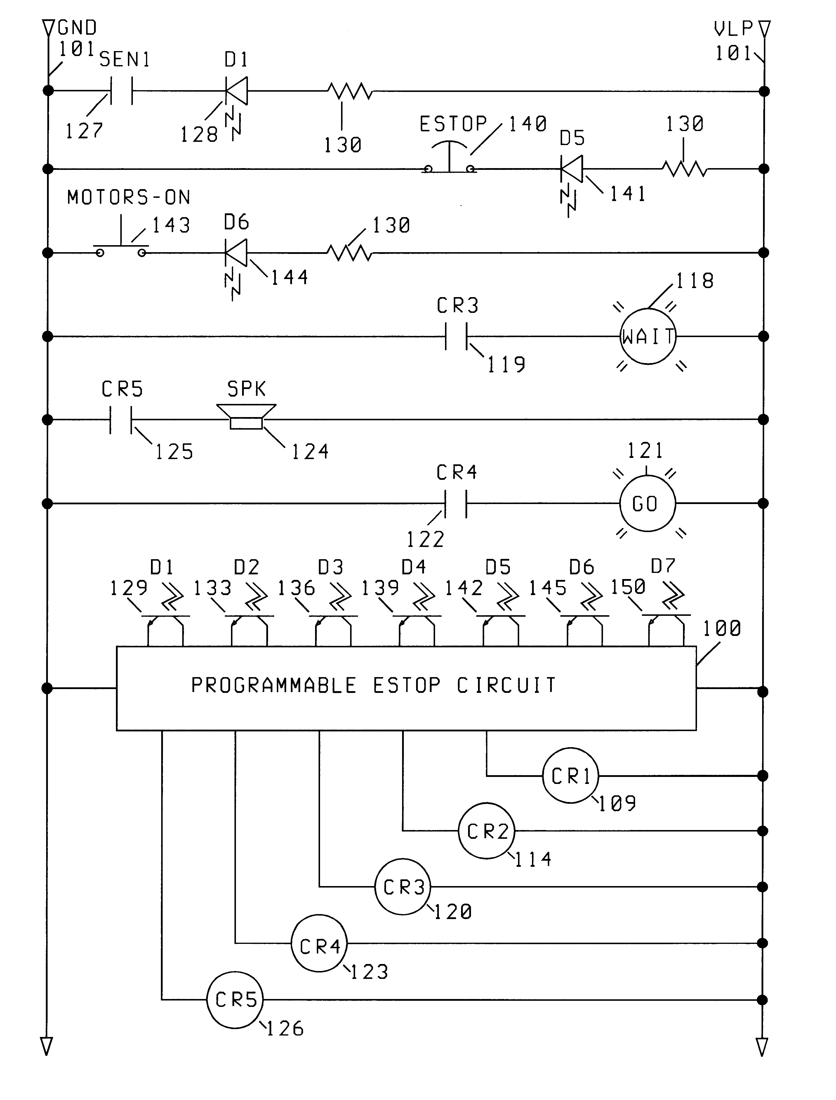 Programmable emergency-stop circuit with testing