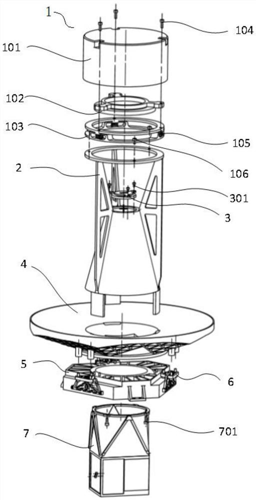 Tower type camera structure applied to coaxial four-mirror optical system