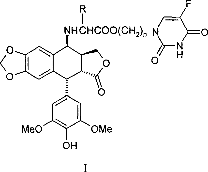 Compounds of podophyllotoxins, application and preparation method