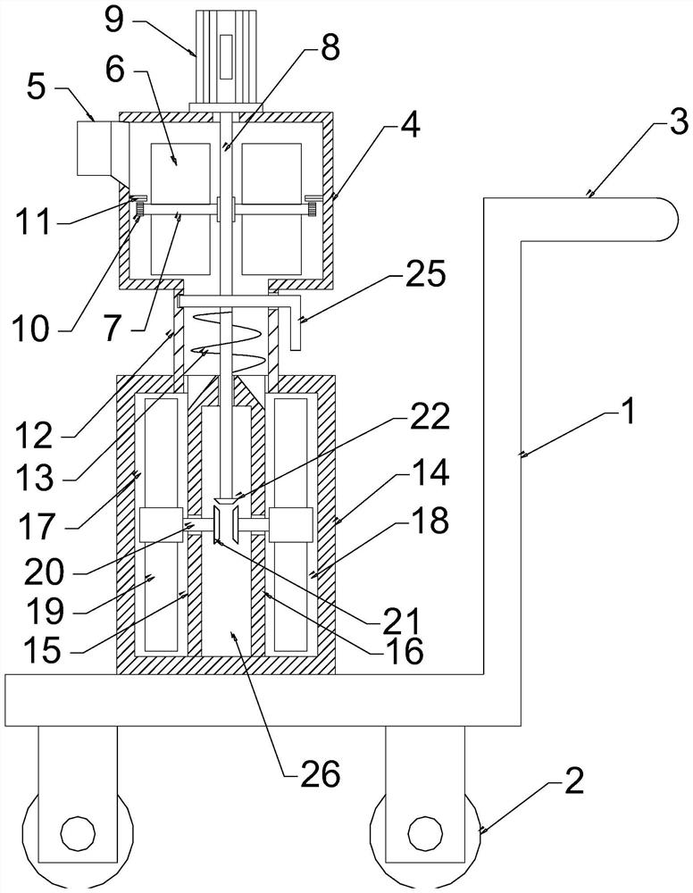 A high-efficiency anti-clogging granular fertilizer spreading device