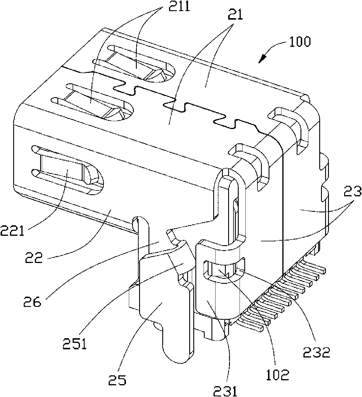 Metal shell and electric connector using same