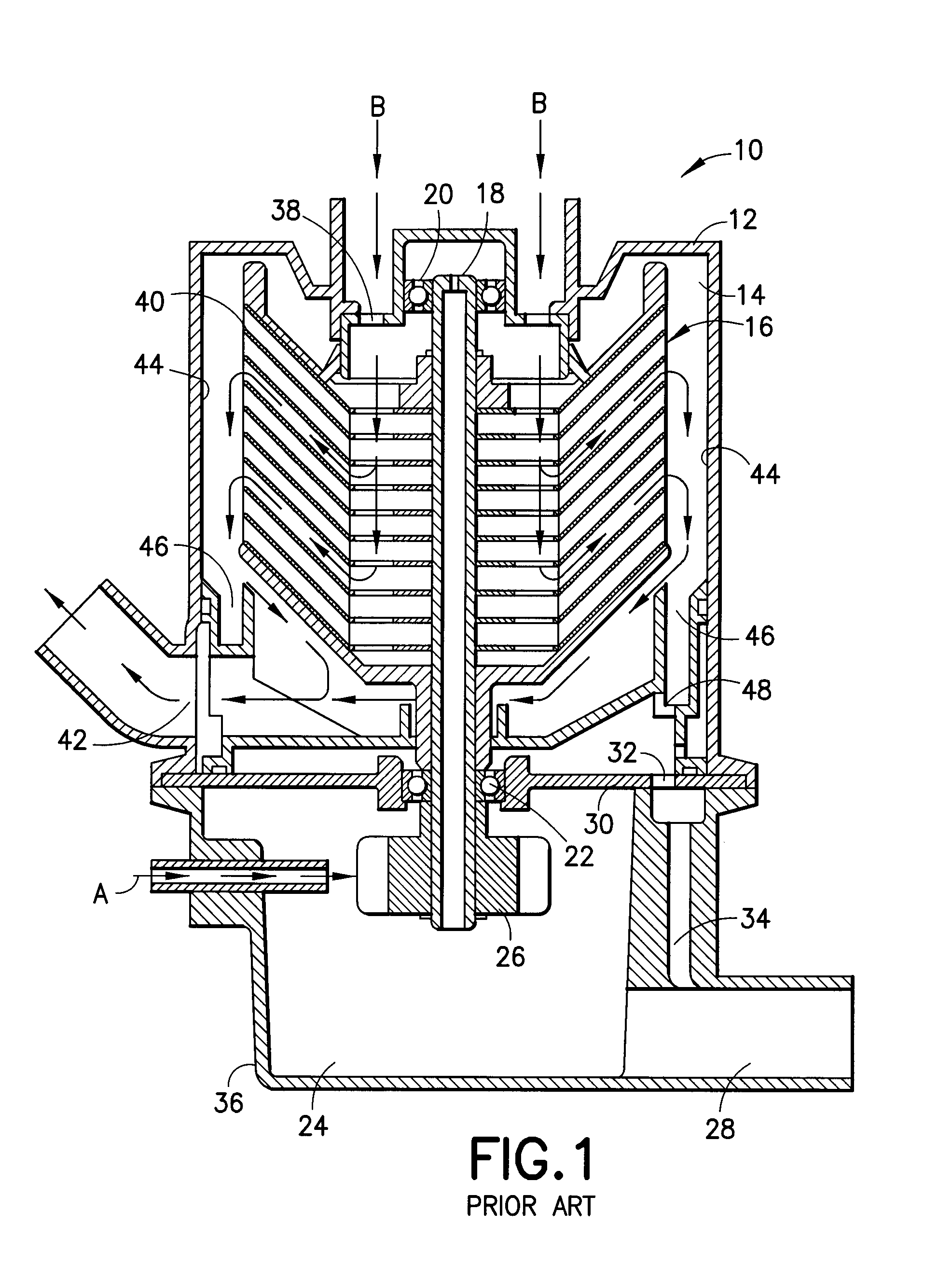 Centrifugal separator for cleaning gas generated by an internal combustion engine and a method for operating the same