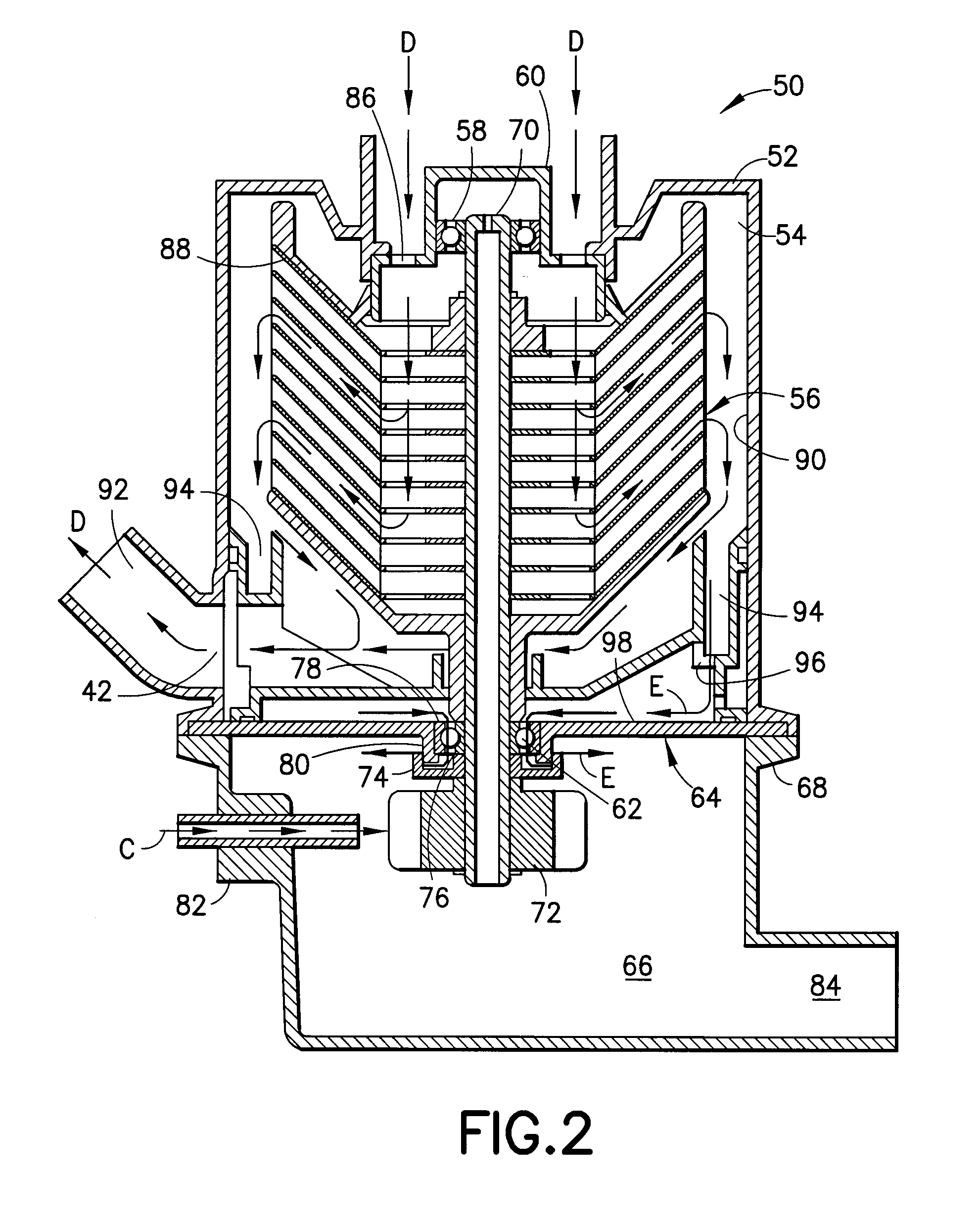 Centrifugal separator for cleaning gas generated by an internal combustion engine and a method for operating the same