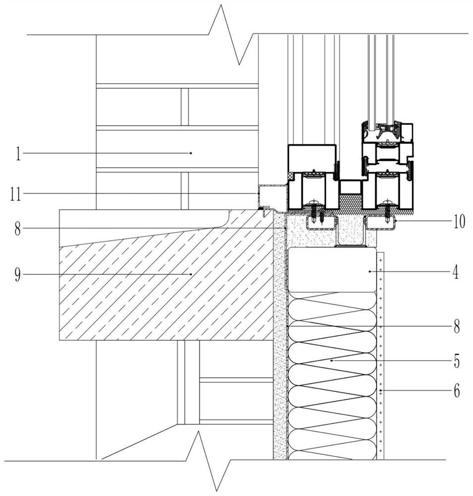 Water-proof and heat-insulating system for exposed brick outer wall and construction method