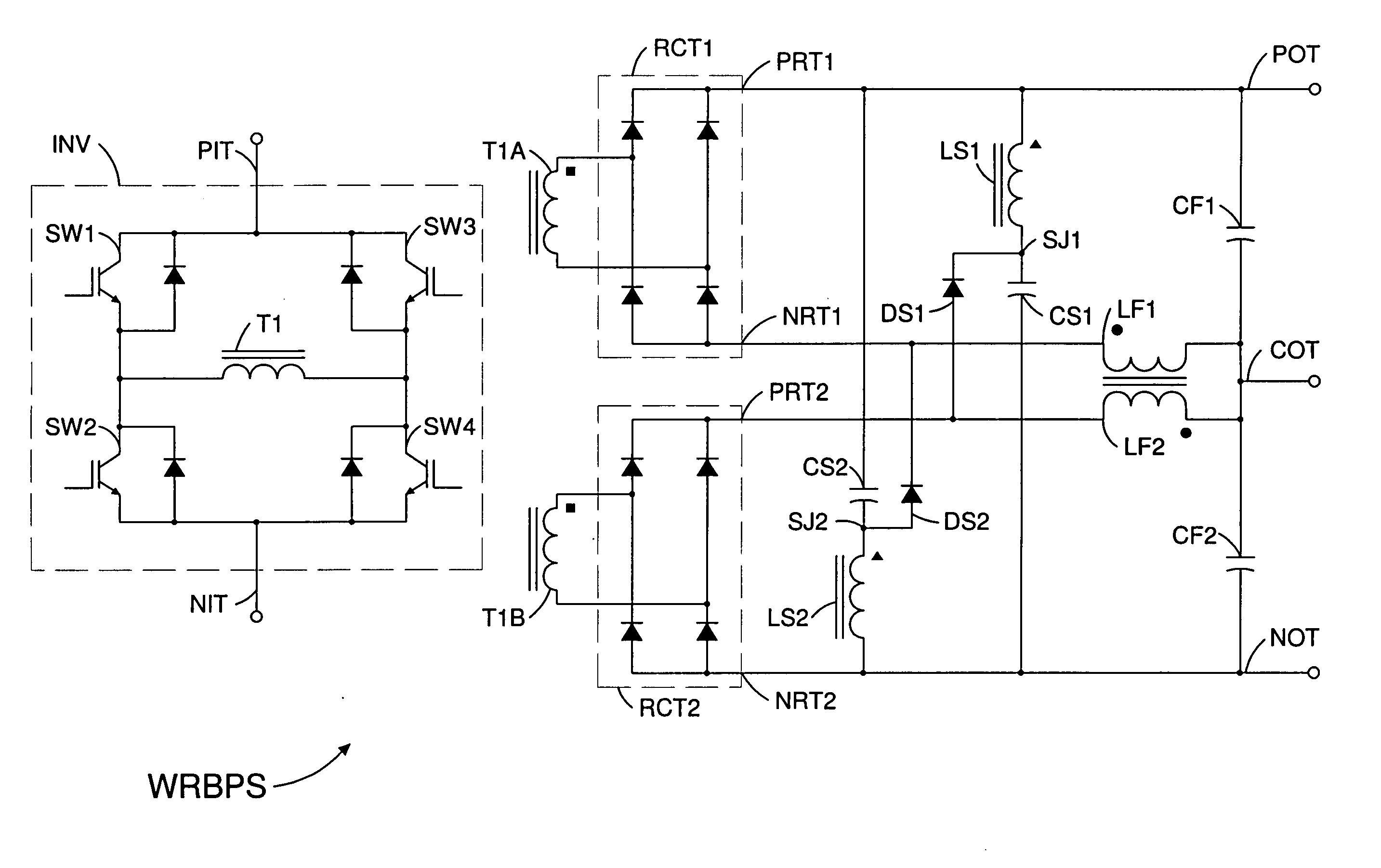 Bipolar power supply with lossless snubber