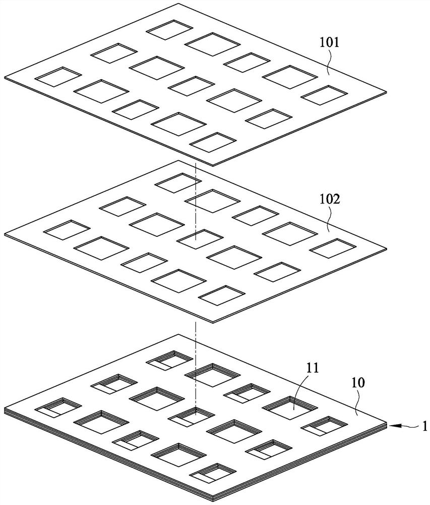 Laminated slab module and pallet module and box body module of laminated slab