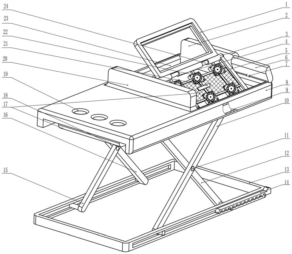 A liftable self-feeding energy active cooling laptop desk