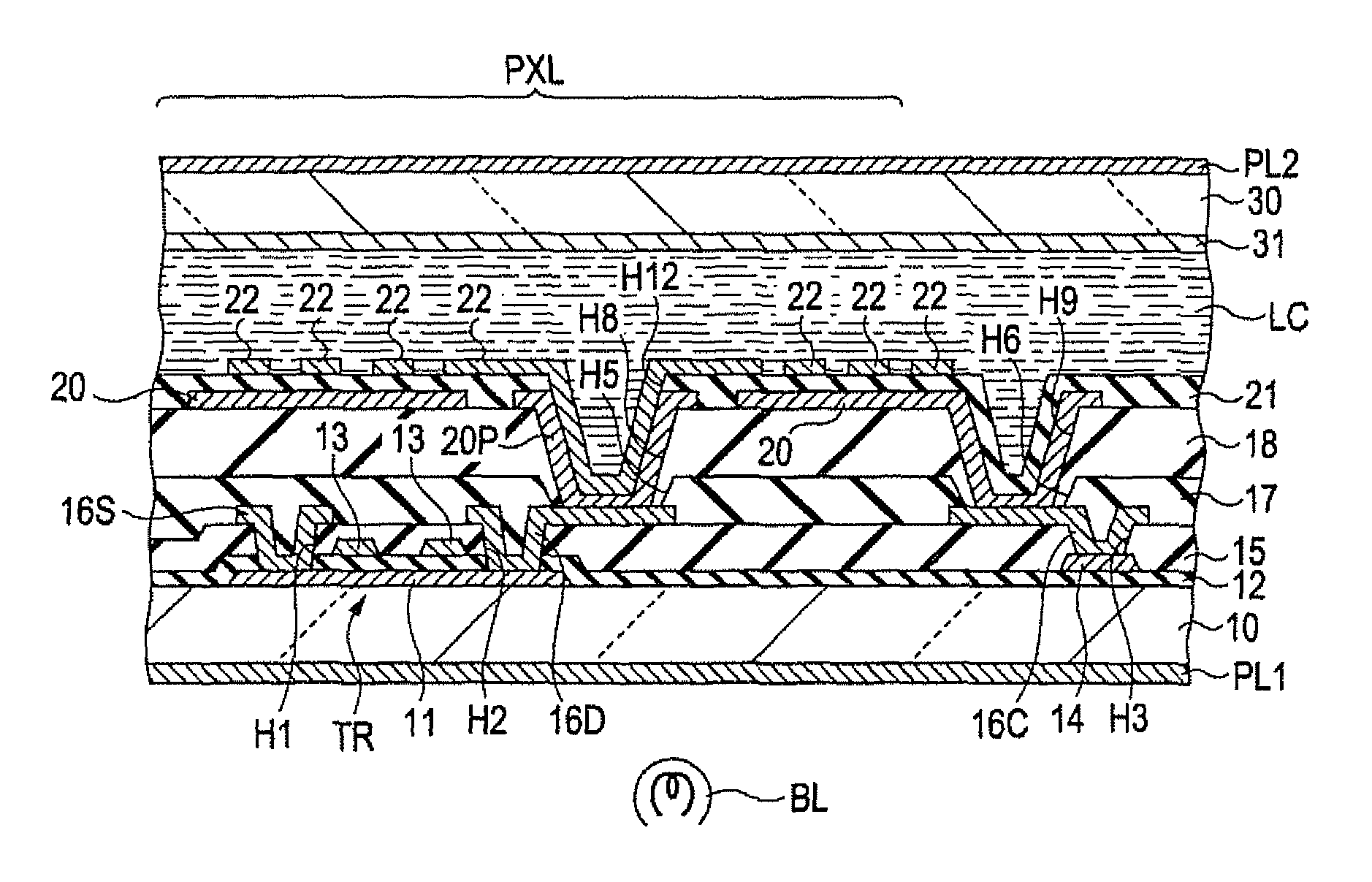 Liquid crystal display device having etching stopper electrode and method of manufacturing the liquid crystal display device