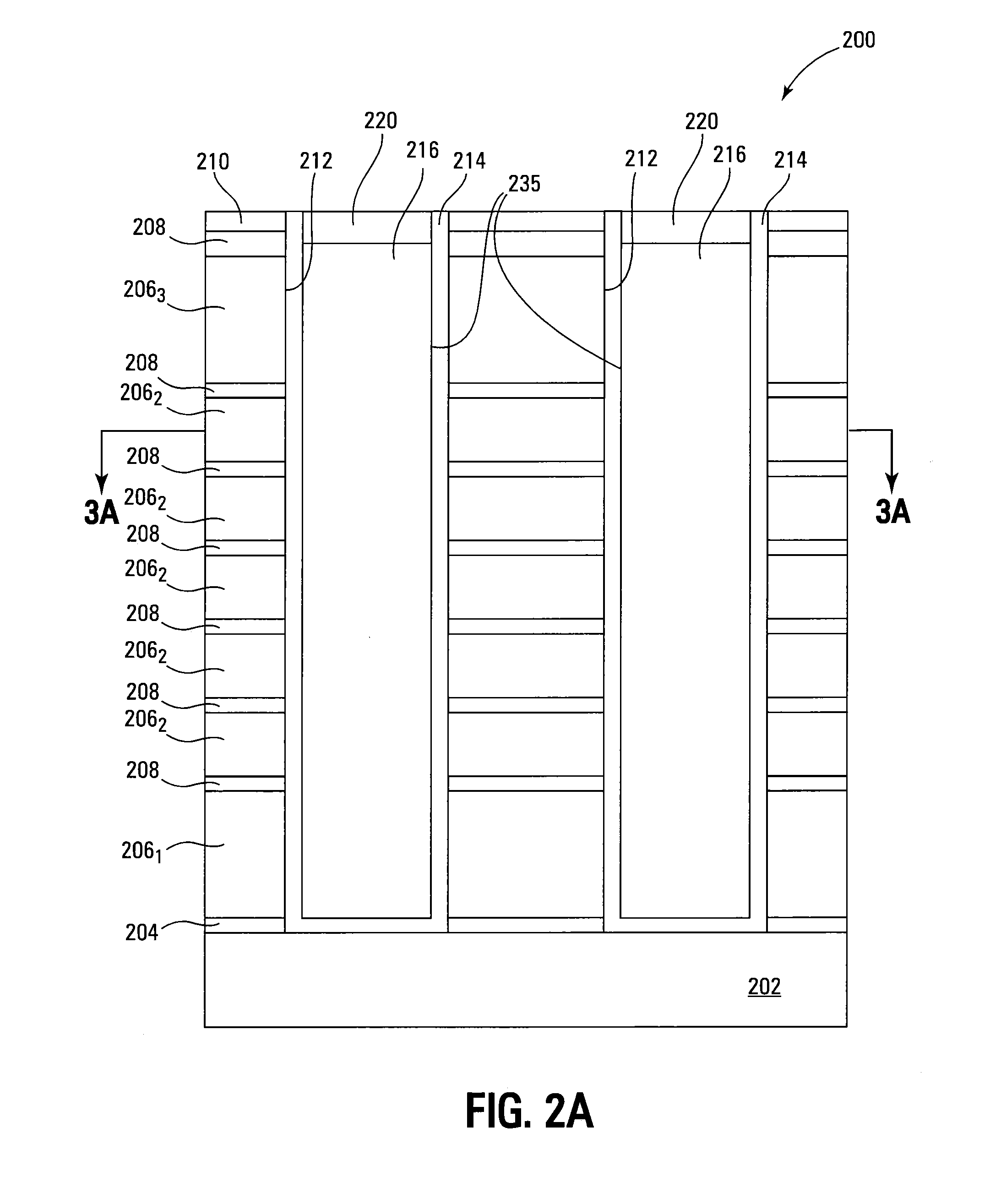 Memory arrays having substantially vertical, adjacent semiconductor structures and the formation thereof