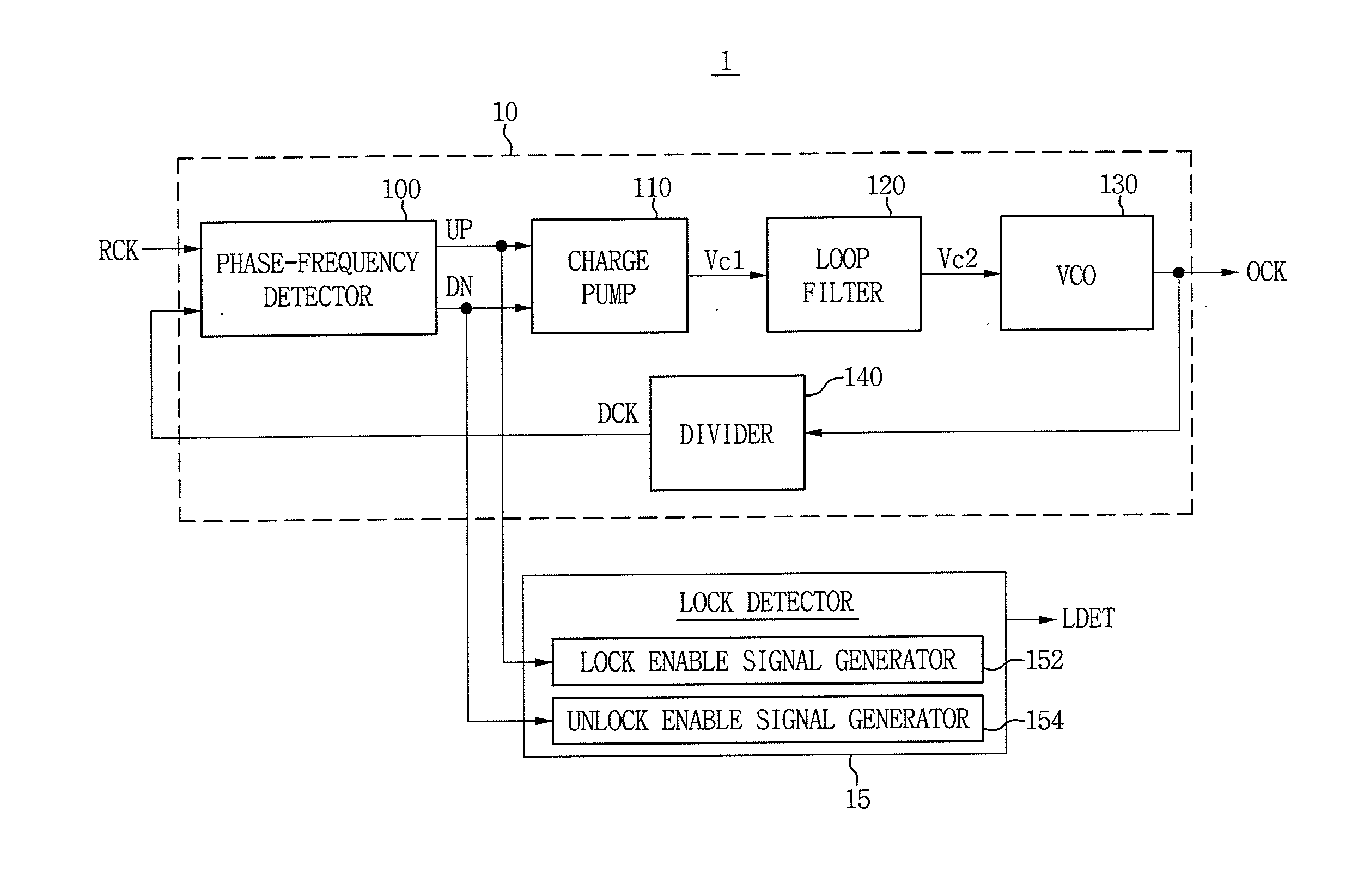 Phase locked loop circuit, method of detecting lock, and system having the circuit