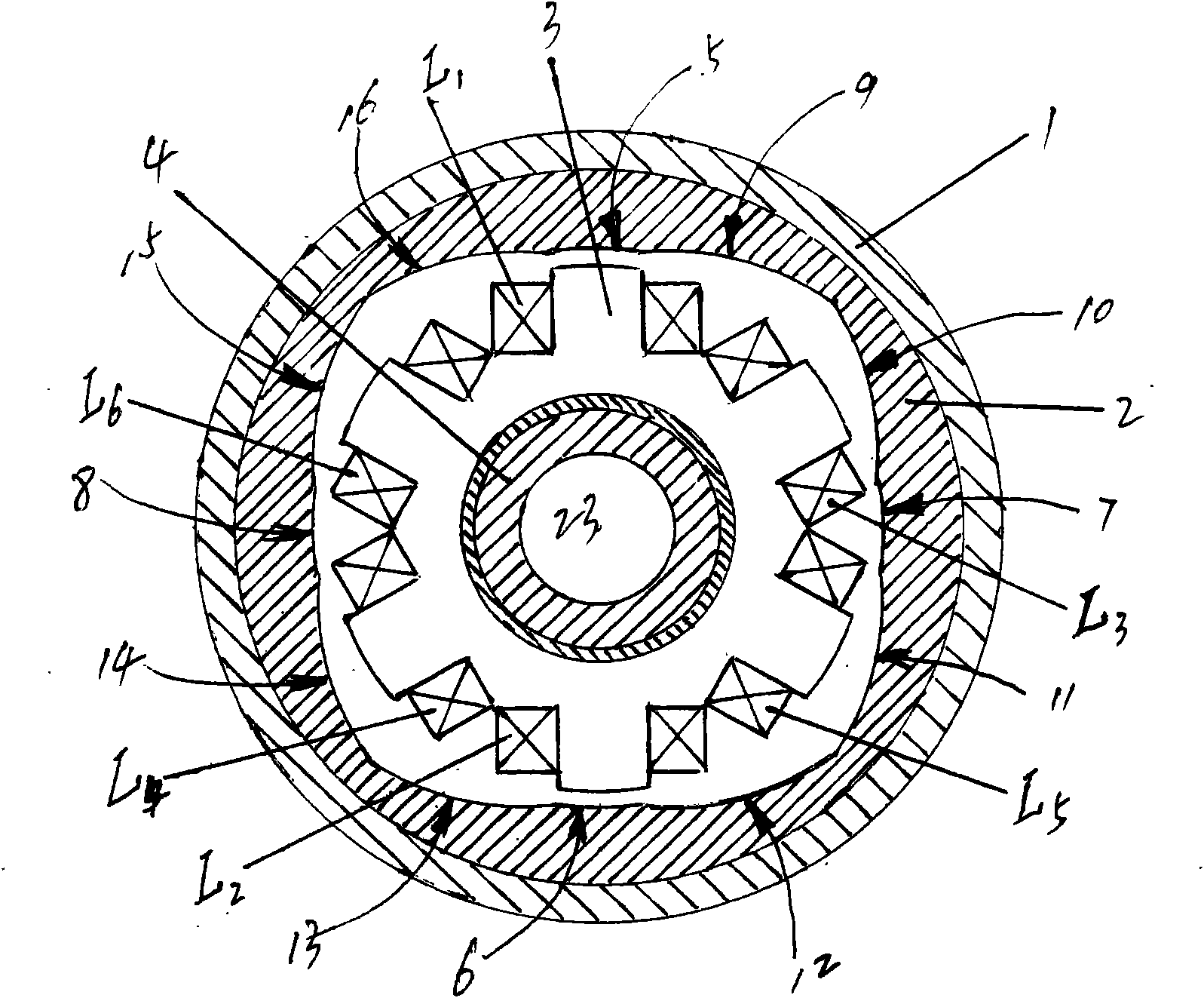 Use method of outer rotor reluctance motor, optical-mechanical-electrical integrated control system and three-phase alternating current