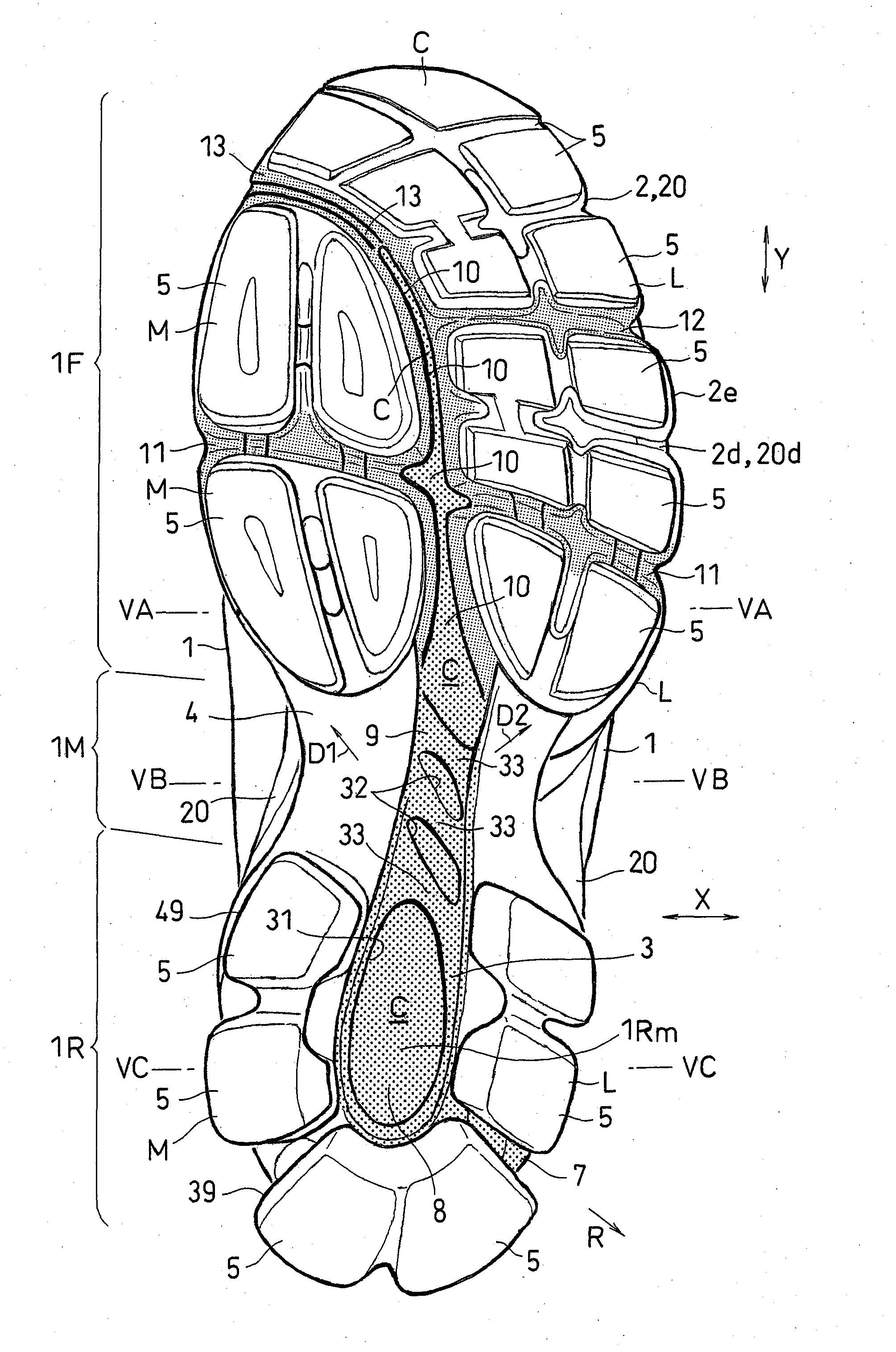Shoe sole of athletic shoe with high running efficiency