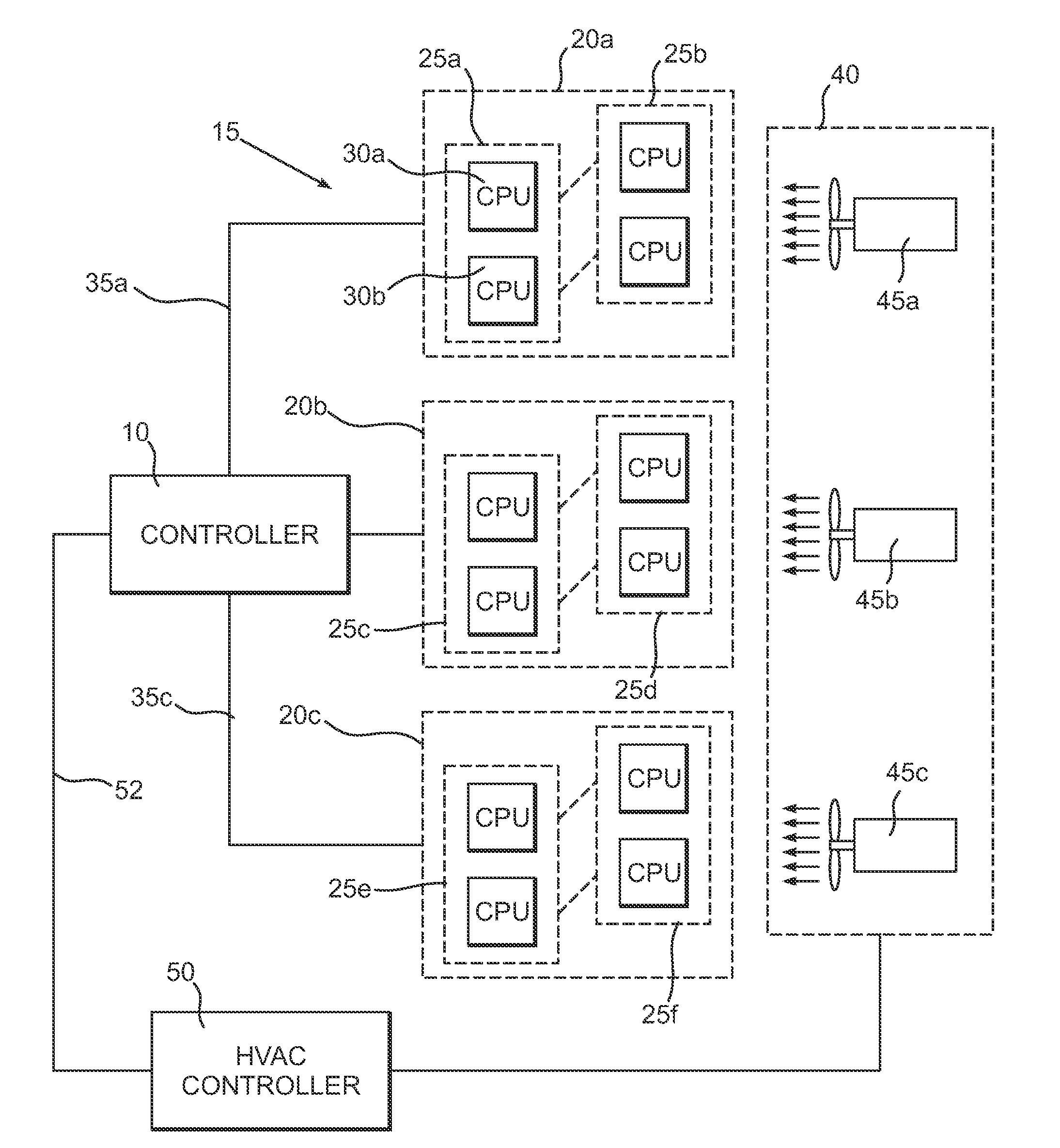 Computing center power and cooling control apparatus and method
