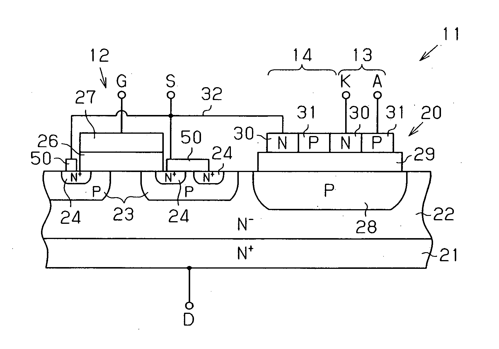 Semiconductor device provided with temperature detection function