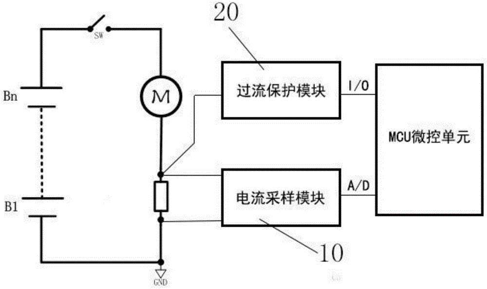 BMS current detection and overcurrent protection circuit
