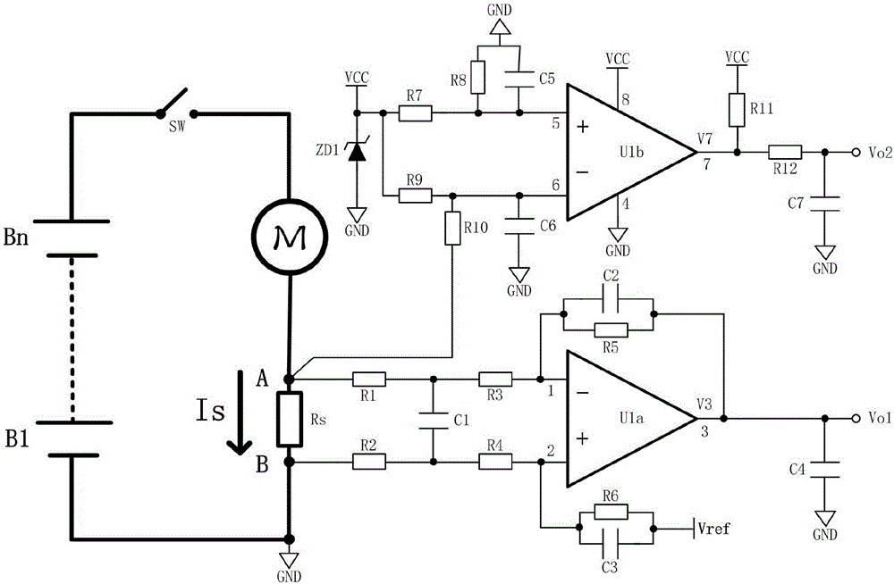 BMS current detection and overcurrent protection circuit