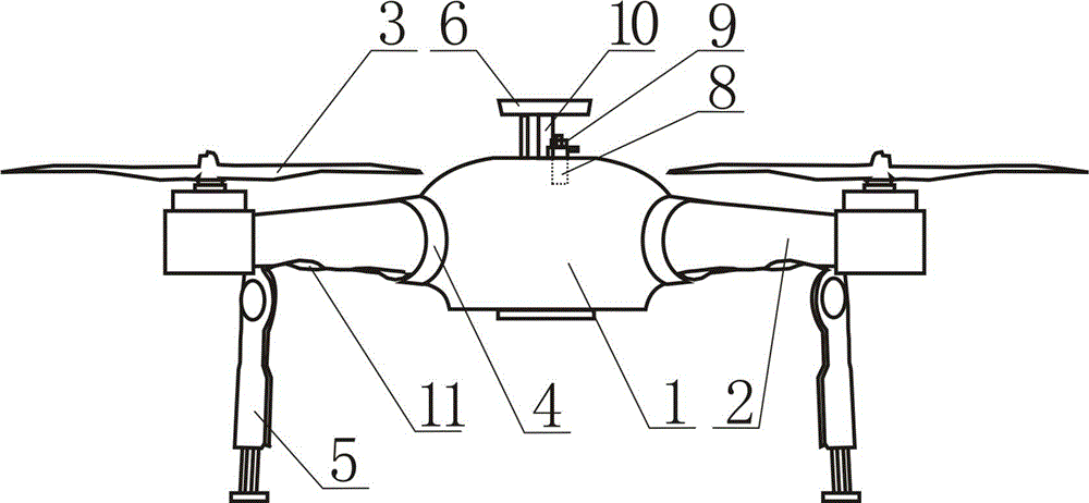 Four-rotor aircraft provided with telescopic and foldable undercarriages