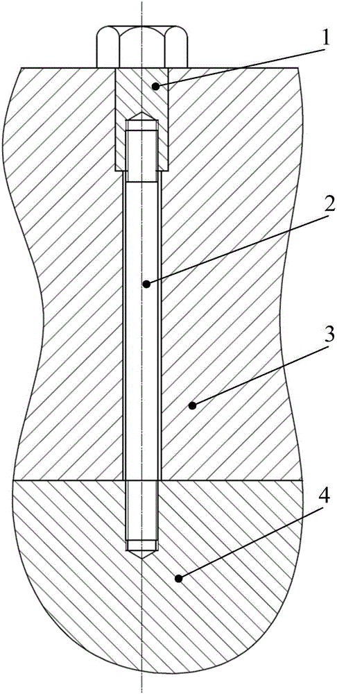Embedded engine body sewing bolt structure and assembly technology thereof