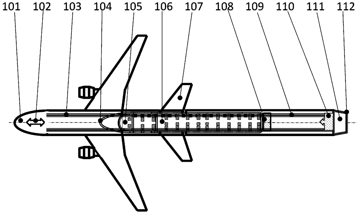 Airplane with separable pressurized passenger cabin