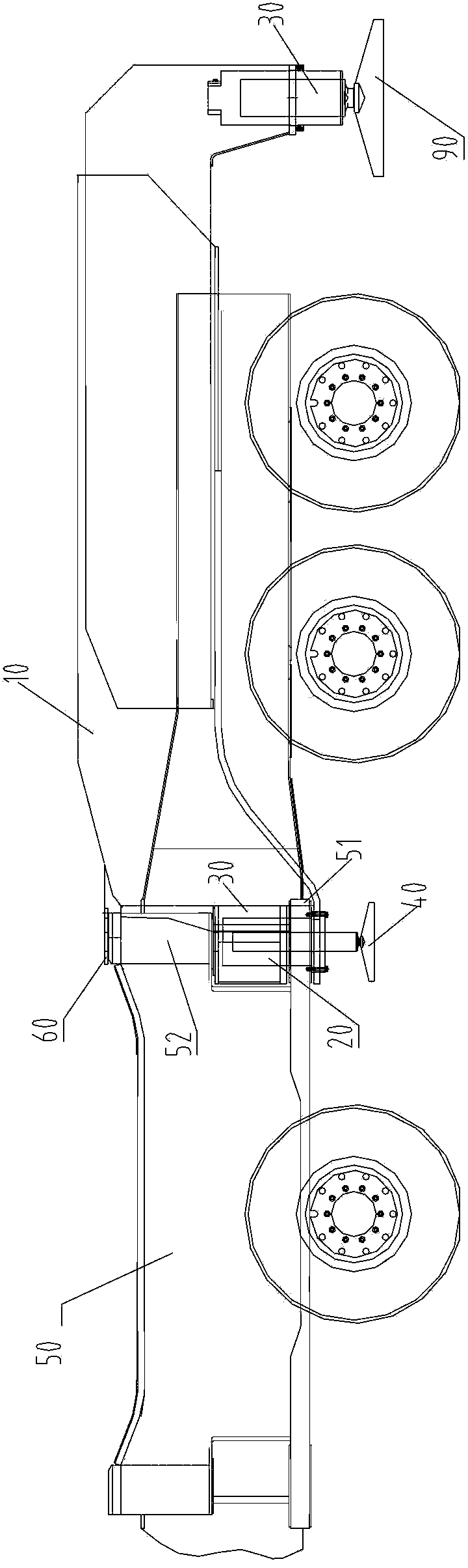 Support structure of vehicle frame and engineering facility