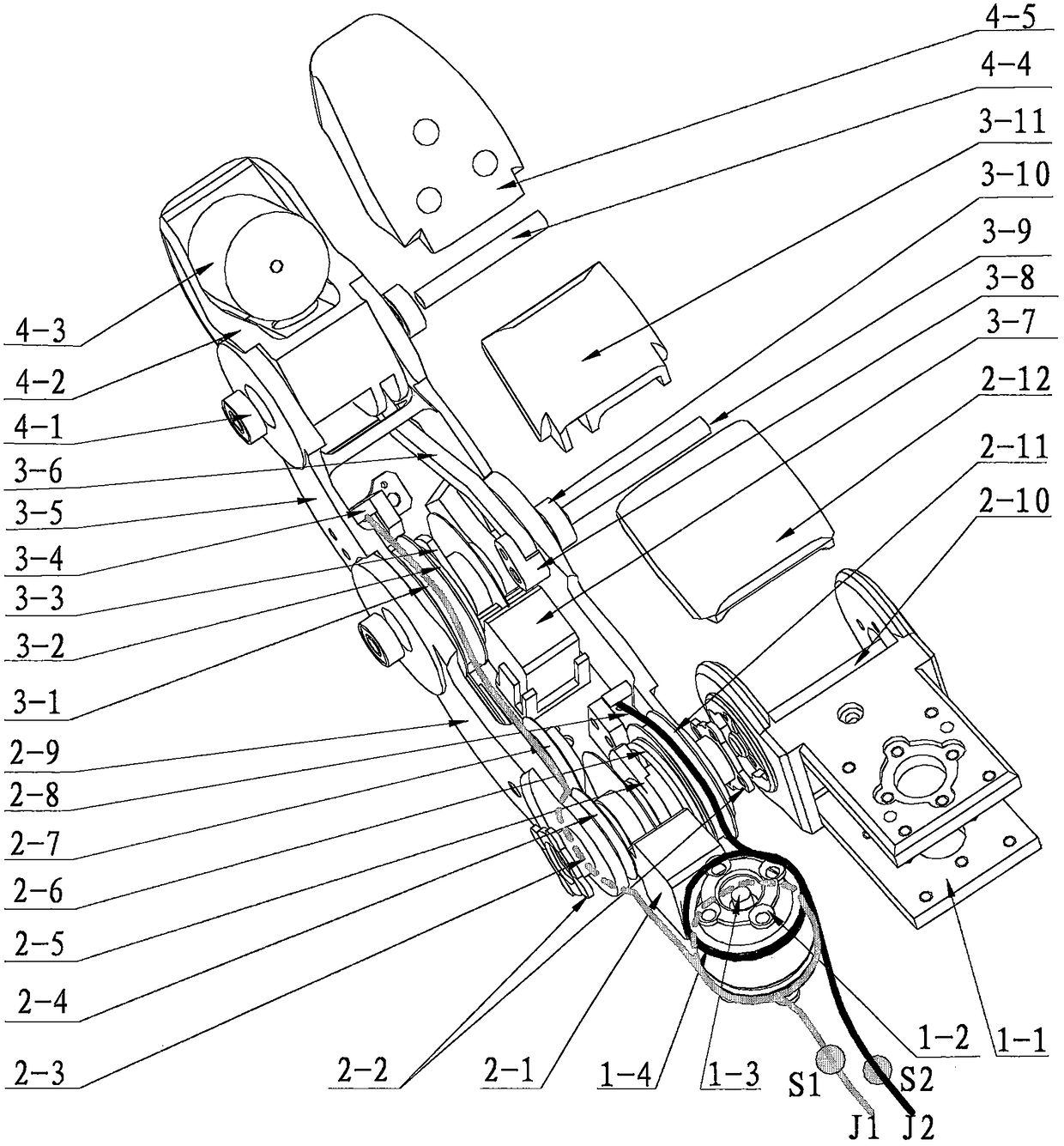 Self-extending two-degree-of-freedom mechanism of tendon-link hybrid transmission