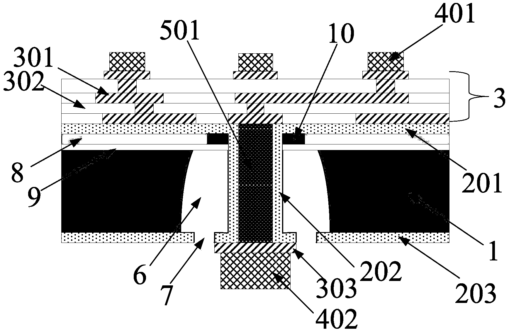 Wafer silicon through hole structure and preparation method thereof