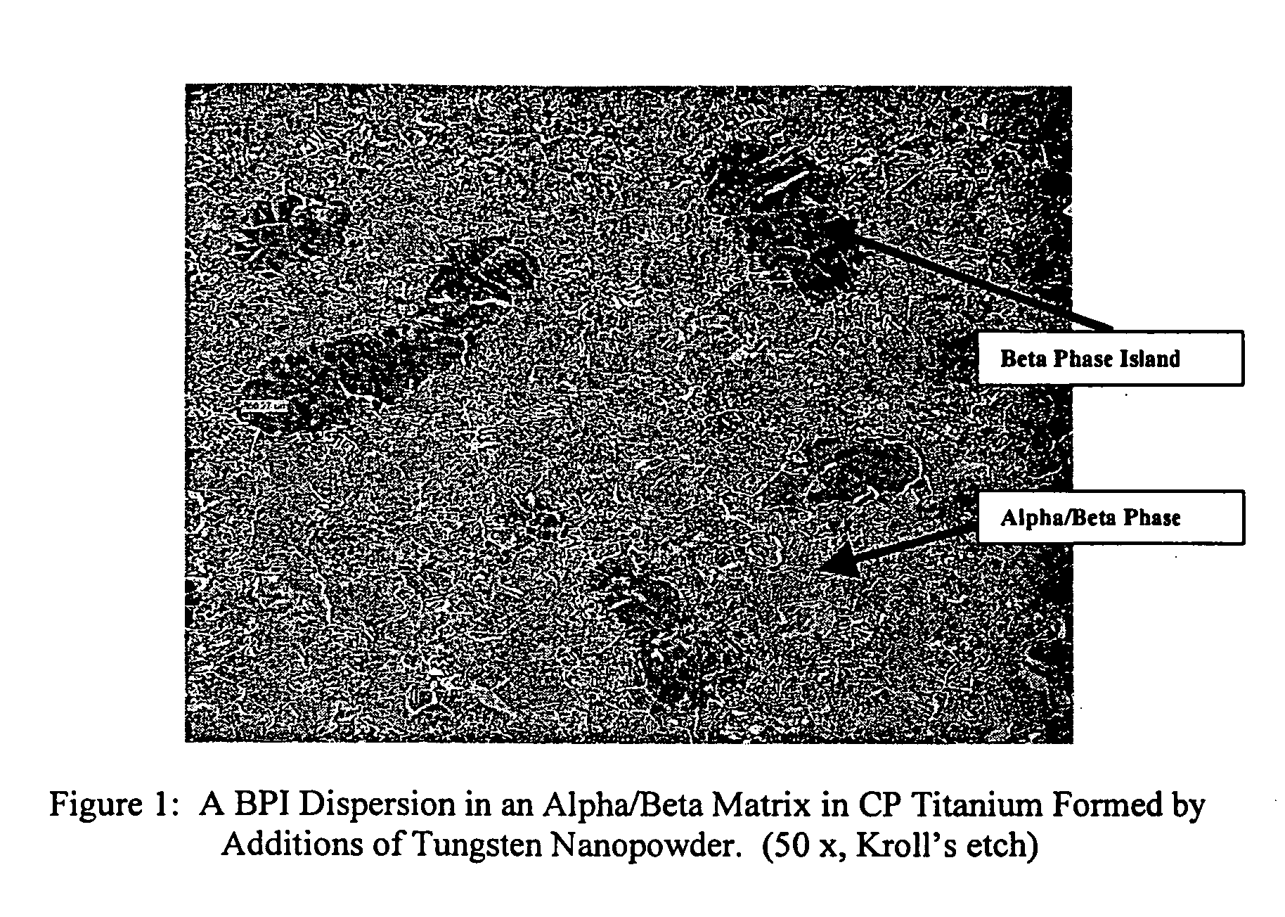 Titanium tungsten alloys produced by additions of tungsten nanopowder