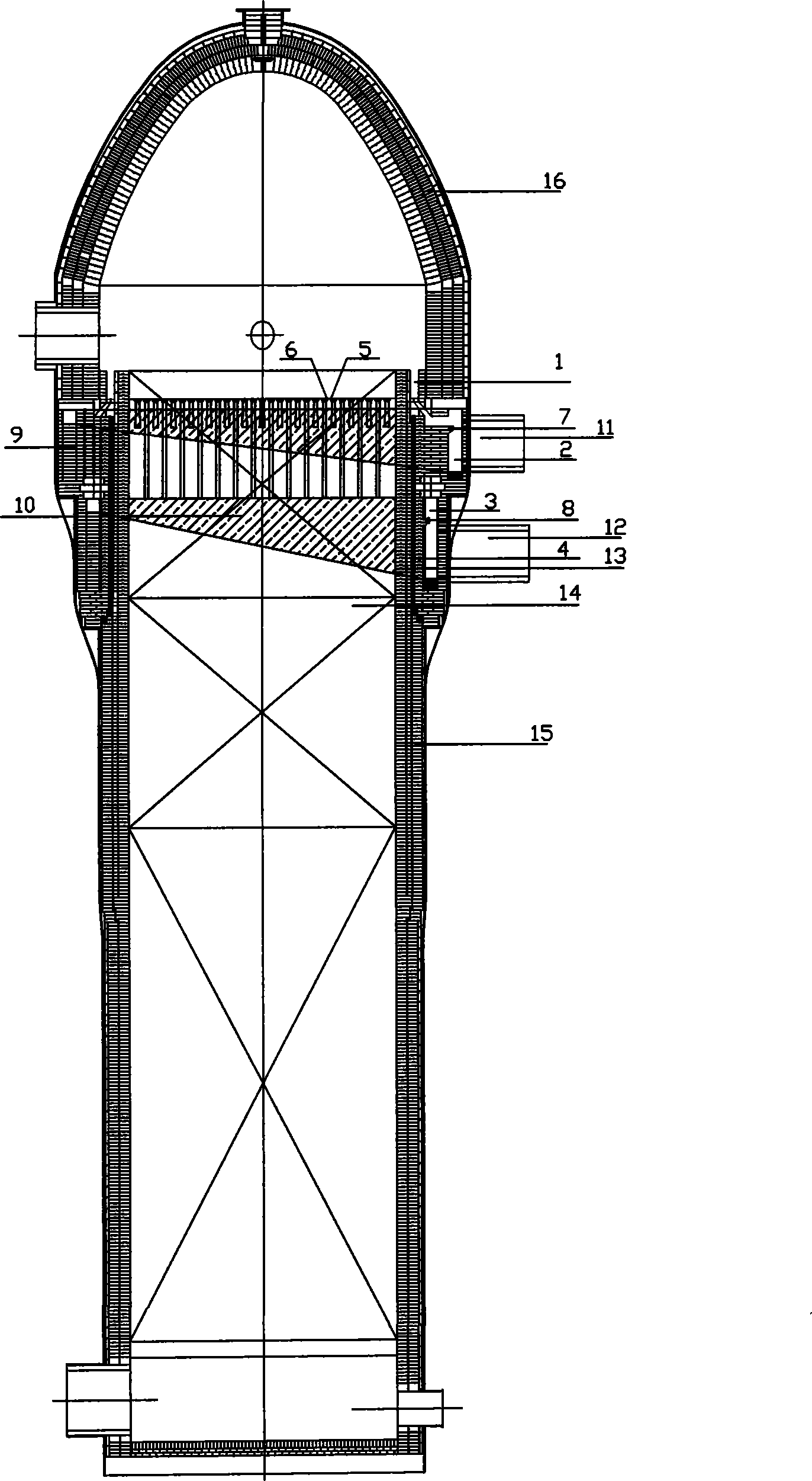 Top burning hot blast stove with slope-ladder shaped circumferential loop up-spraying ceramic combustor