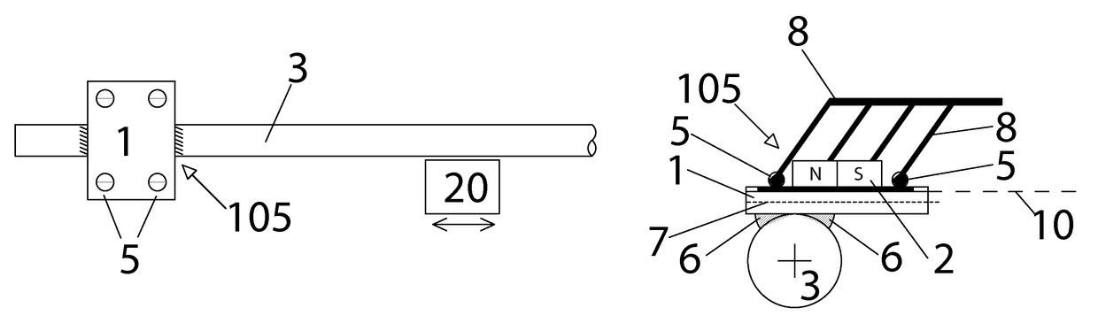 Magnetorestrictive position sensor according to the propagation time principle having a magnetorestrictive detector unit for mechanical-elastic density waves