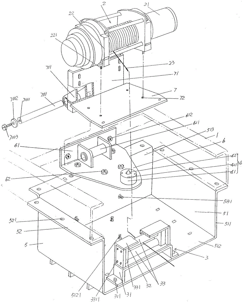 Electric winch device for fire truck