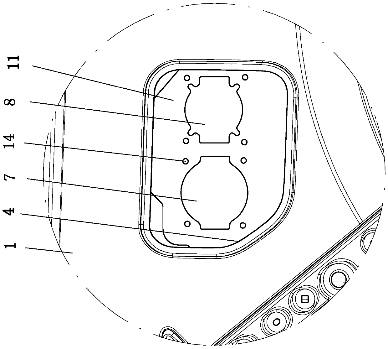 Electric vehicle charging socket mounting structure