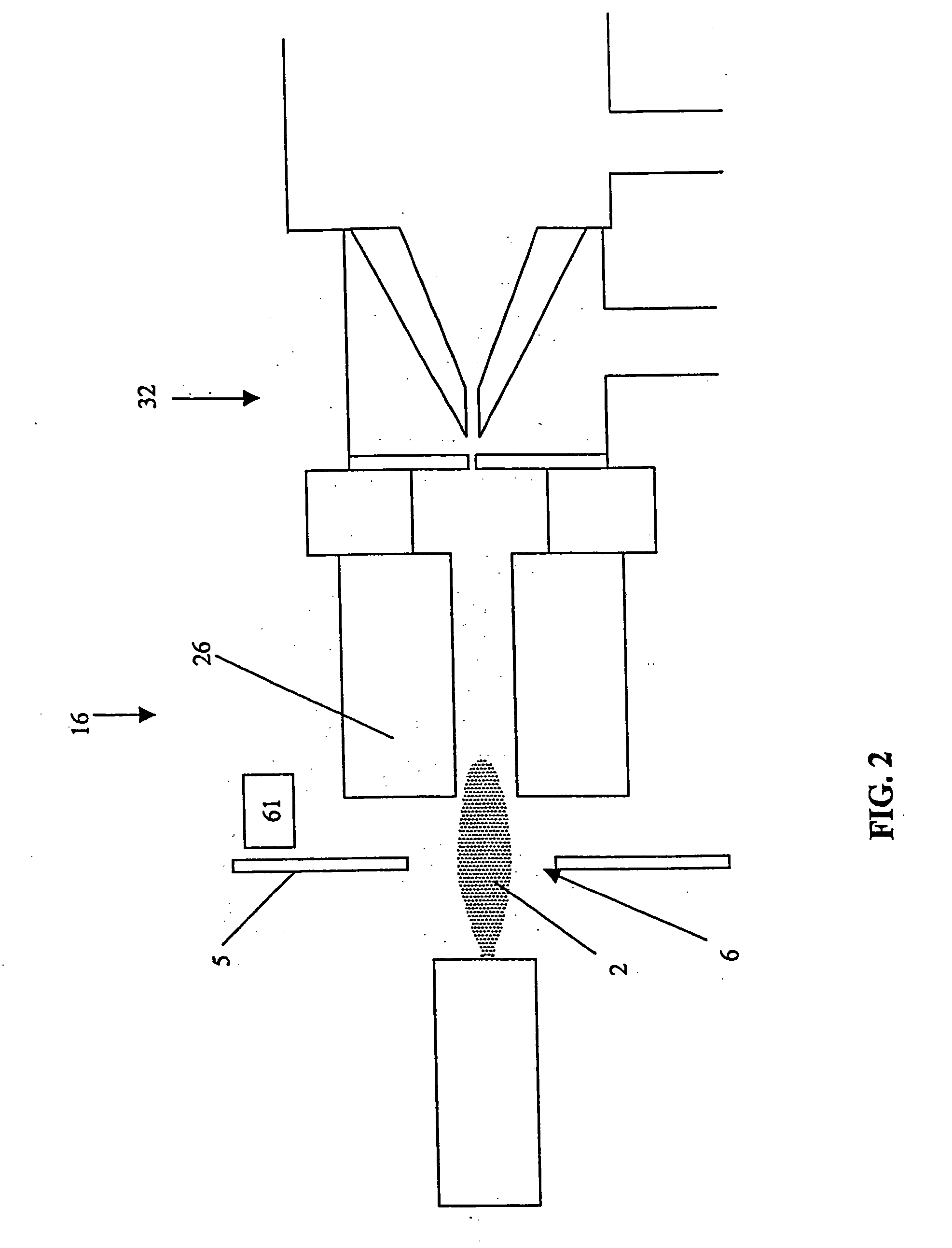 Atmospheric pressure charged particle discriminator for mass spectrometry