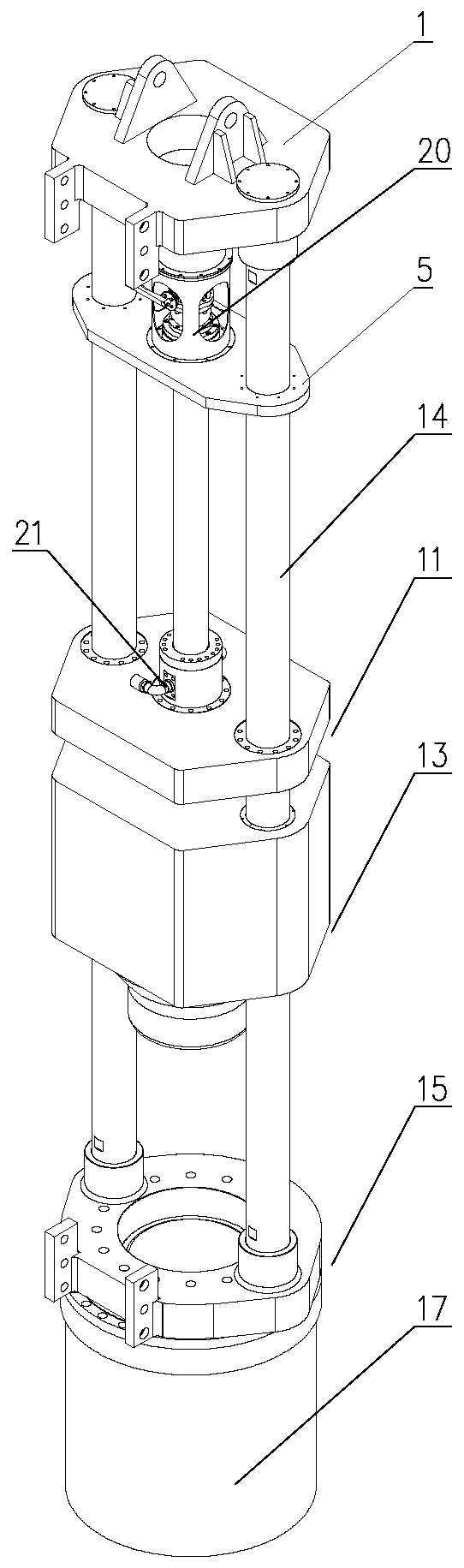 Guide rod type hydraulic piling hammer