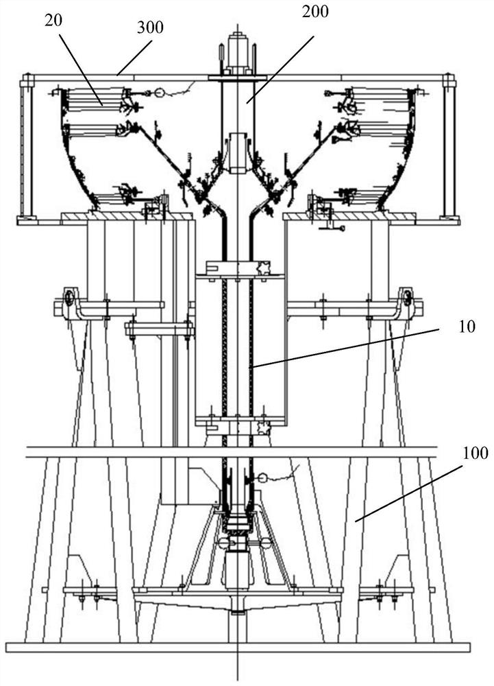 Vertical low-pressure turbine unit body assembling device and assembling method