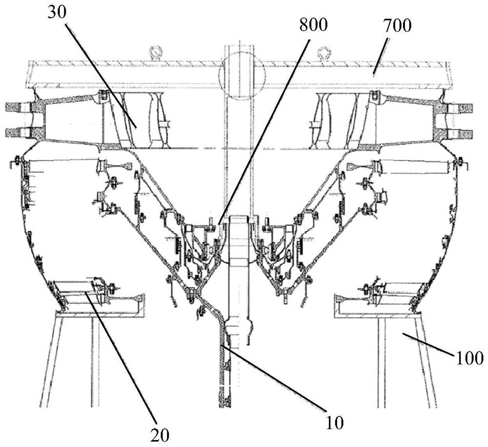 Vertical low-pressure turbine unit body assembling device and assembling method