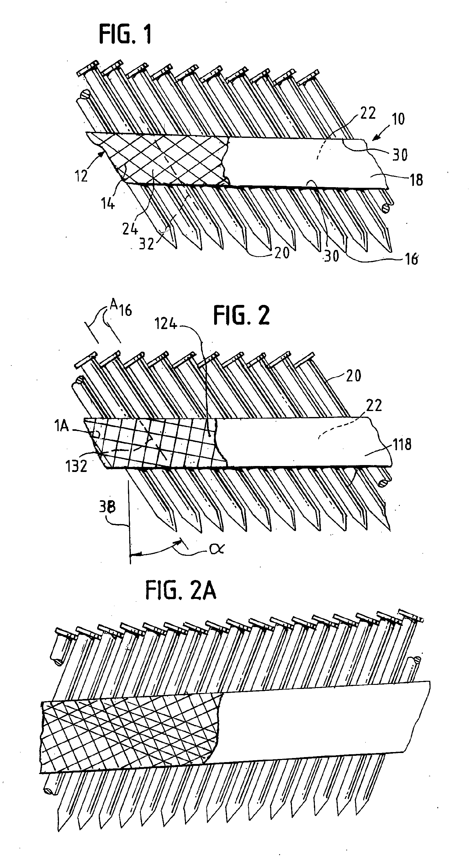 Embossed tape collating strip for nails