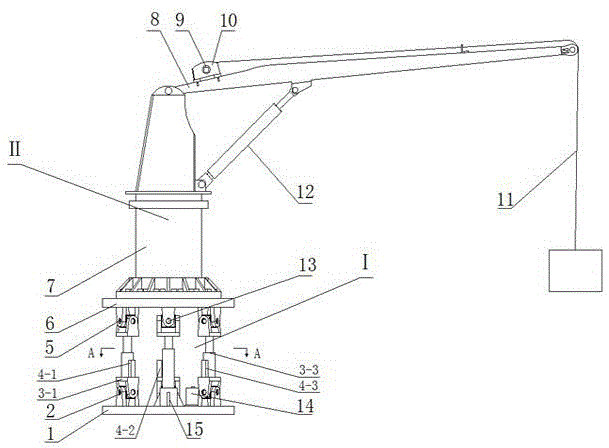 Crane device with three-degree-of-freedom active heave compensation function and compensation method