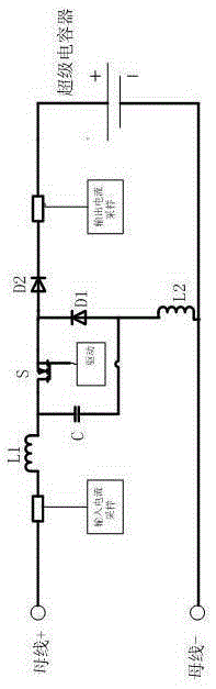 Voltage-controlled current-limiting charging circuit for supercapacitor bank