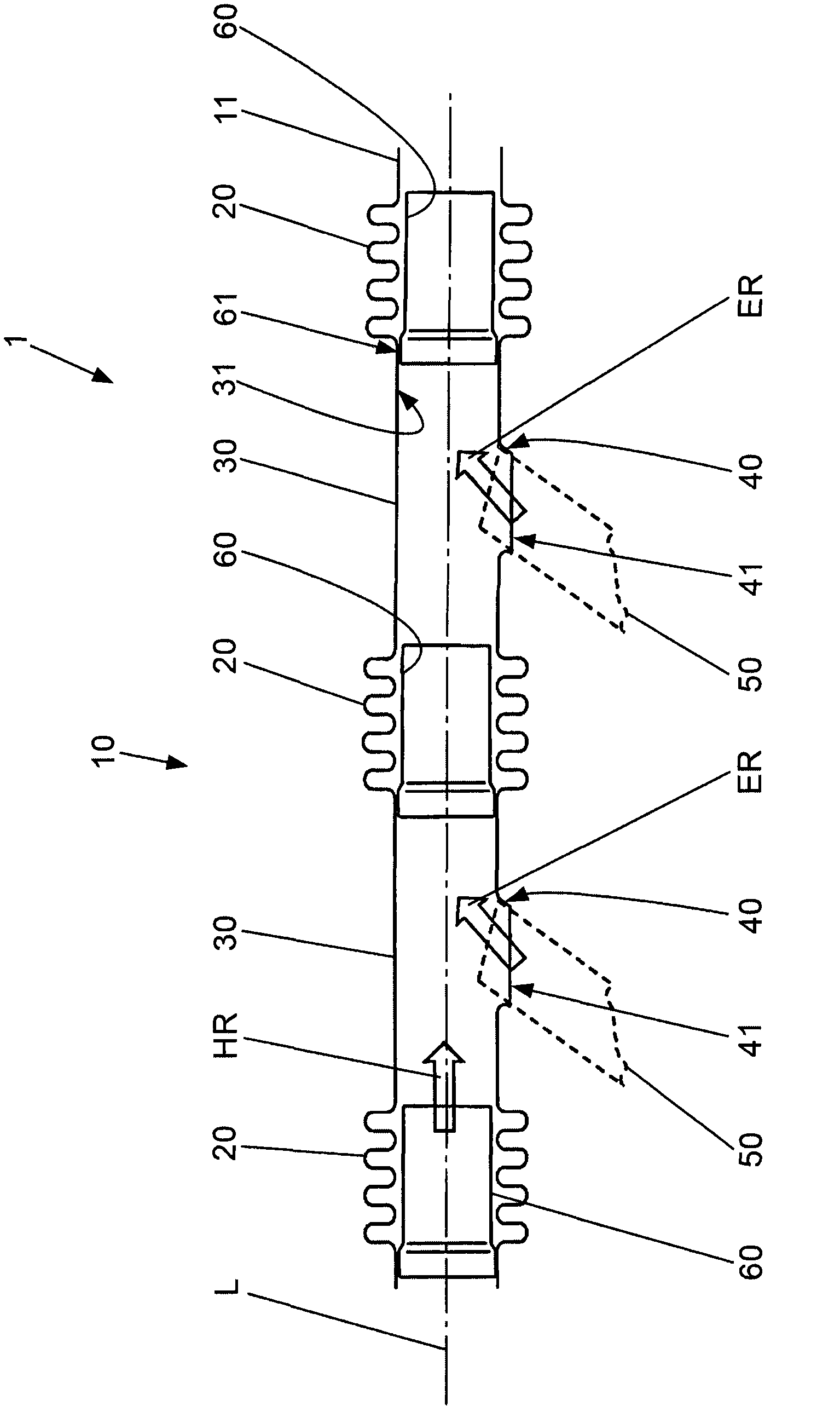 Exhaust line for an internal combustion engine