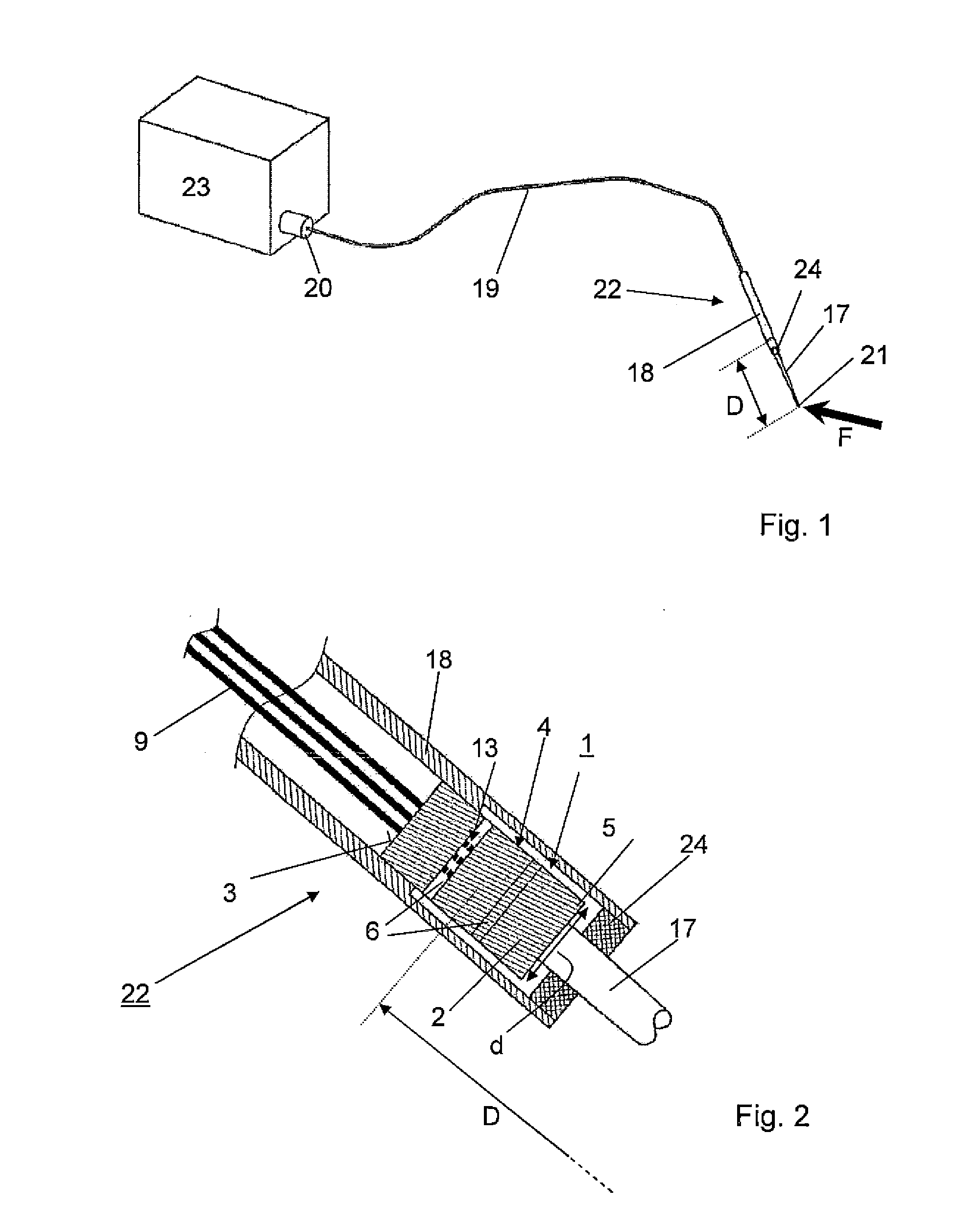 Optical force sensing element and microsurgical instrument