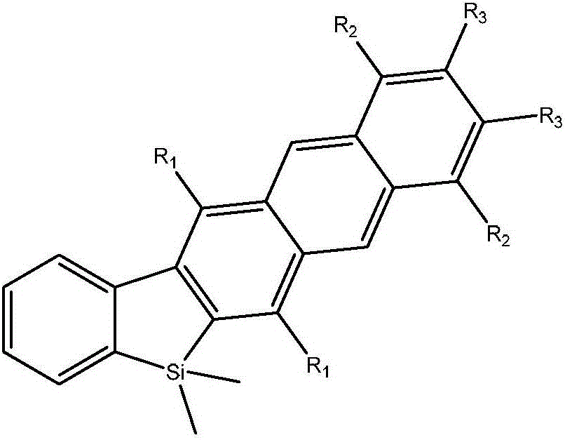 Phenyl anthracene silole derivative organic optoelectronic material and synthetic method thereof